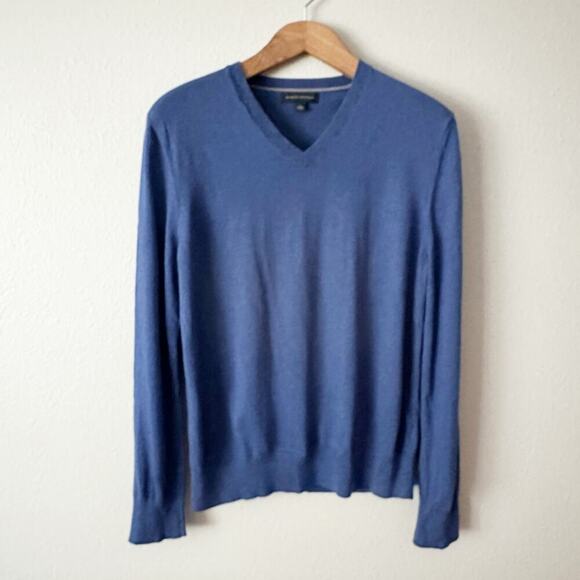 Banana Republic Silk/Cashmere Blend Blue V-Neck Sweater Women’s Size Large - Picture 1 of 8